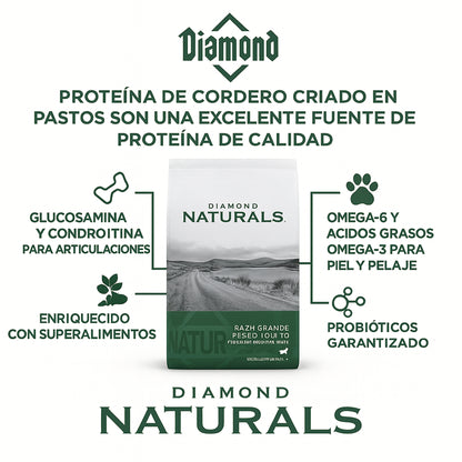 Diamond Naturals Razas Grandes Adulto - Cordero y Arroz  40 lb (18.1kg)