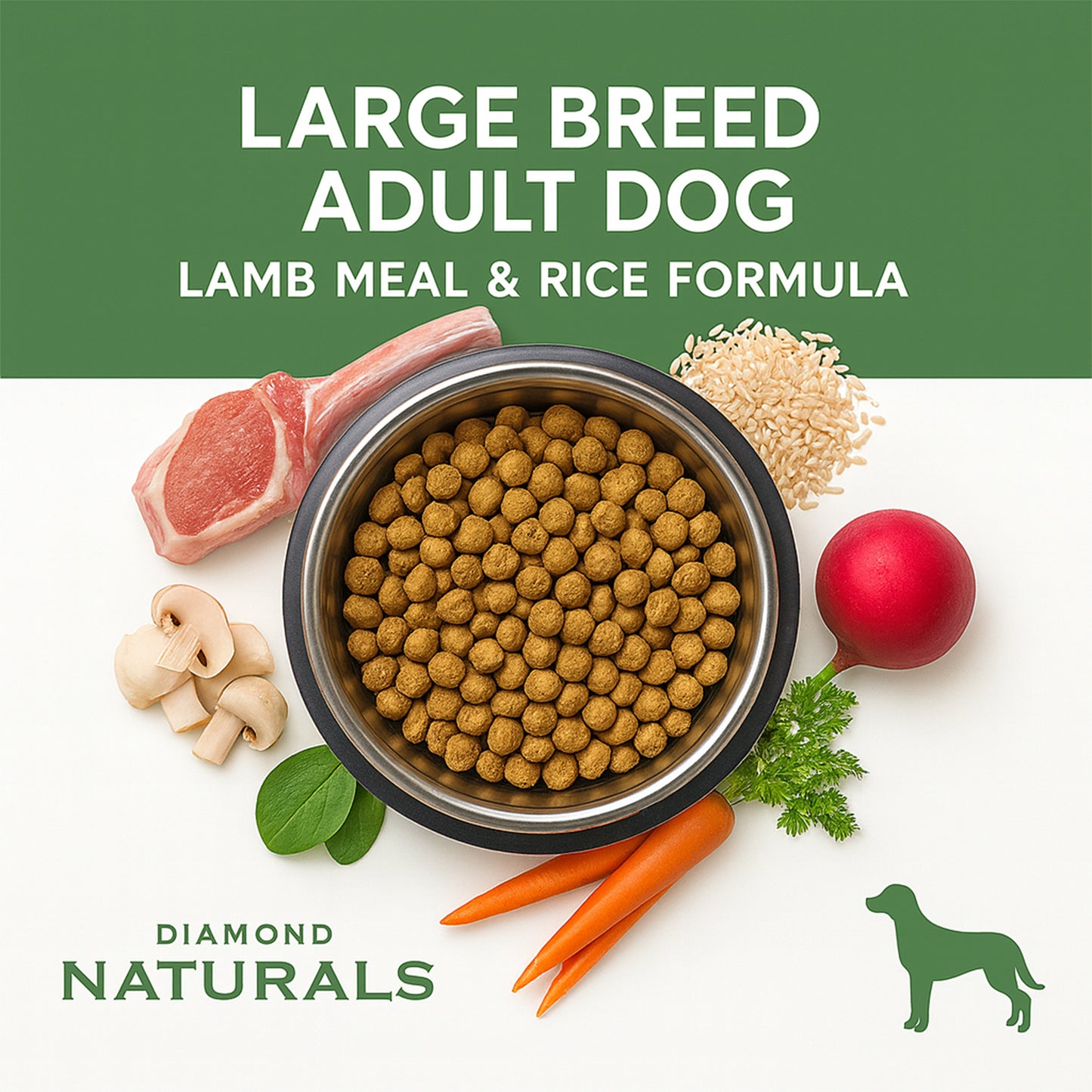 Diamond Naturals Razas Grandes Adulto - Cordero y Arroz  40 lb (18.1kg)