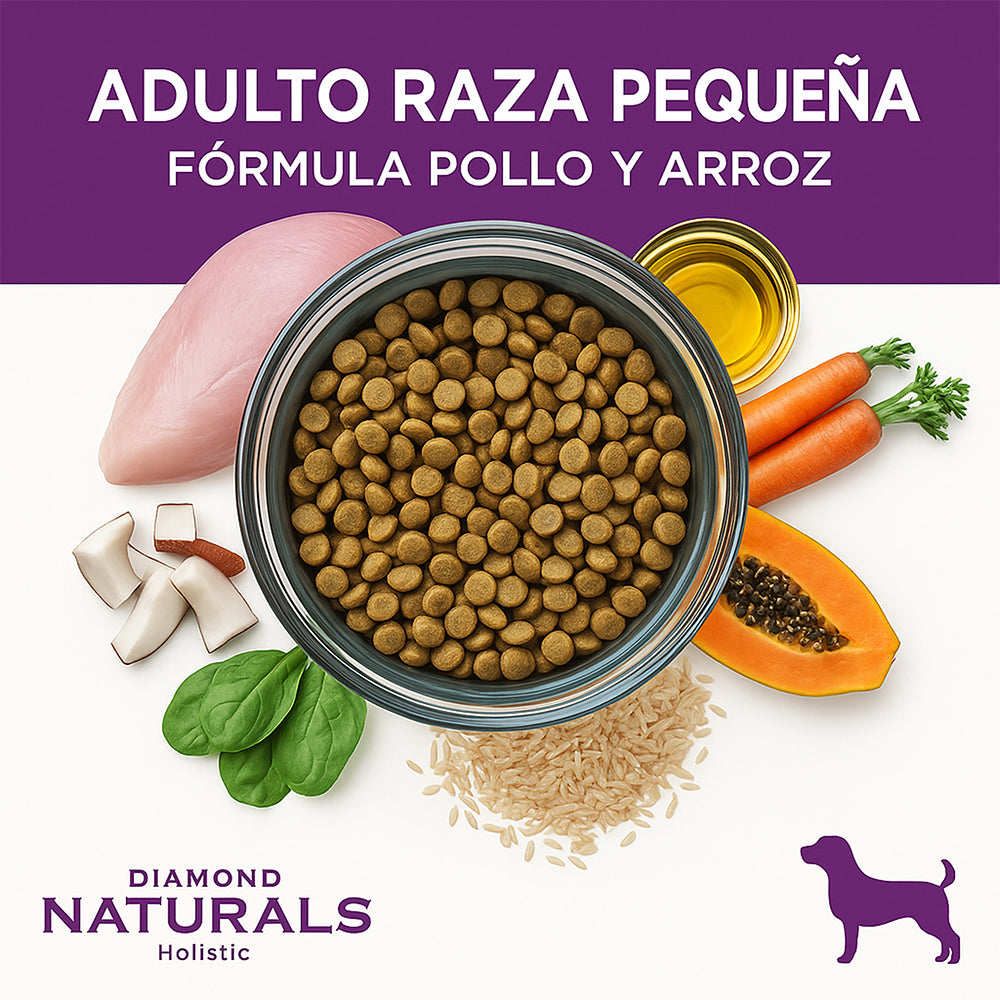 Diamond Naturals Razas Pequeñas Adulto – Pollo y Arroz 40 lb (18.1 kg)
