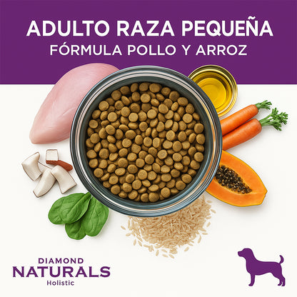 Diamond Naturals Razas Pequeñas Adulto – Pollo y Arroz 40 lb (18.1 kg)