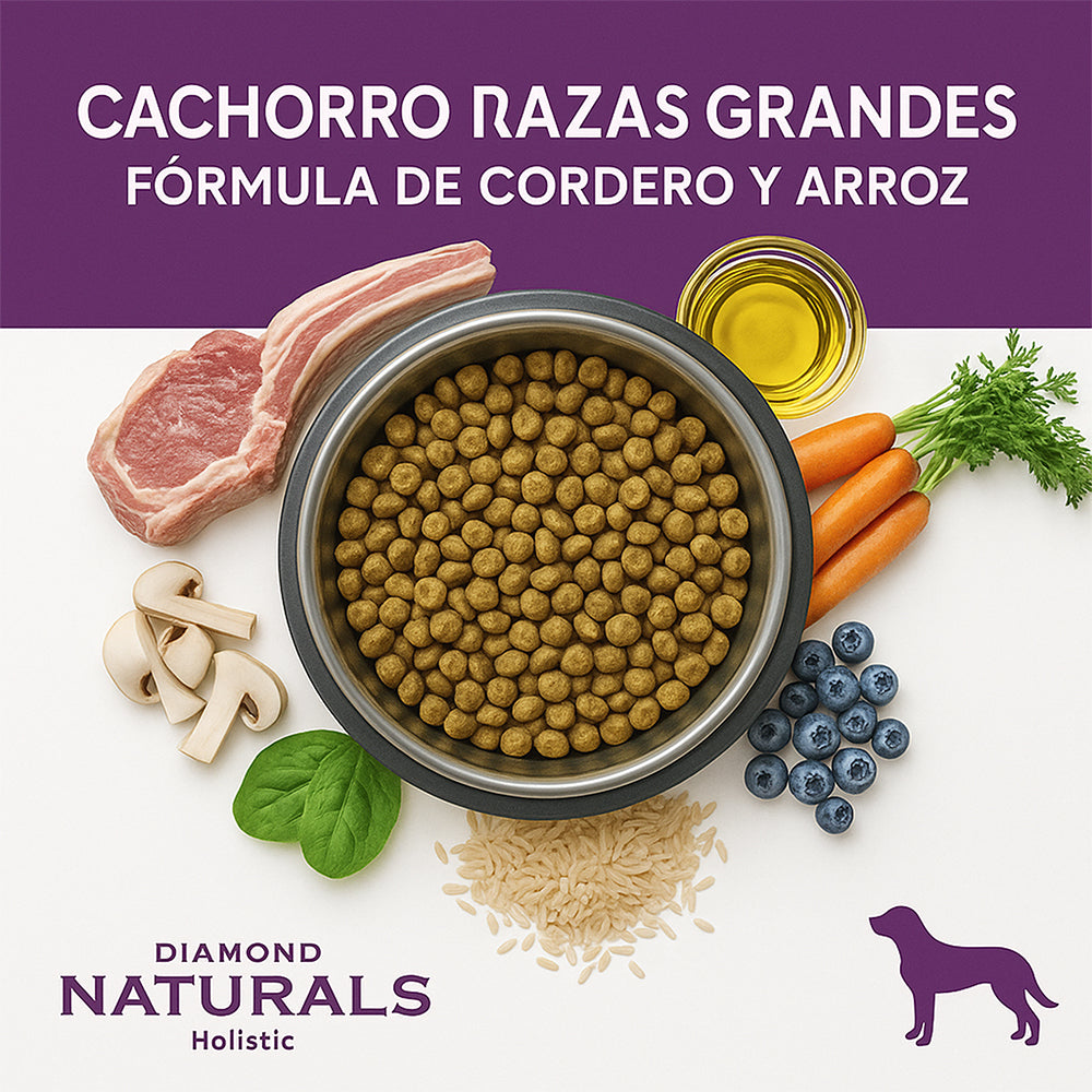 Diamond Naturals Razas Grandes Cachorro - Cordero y Arroz  40 lb (18.1kg)