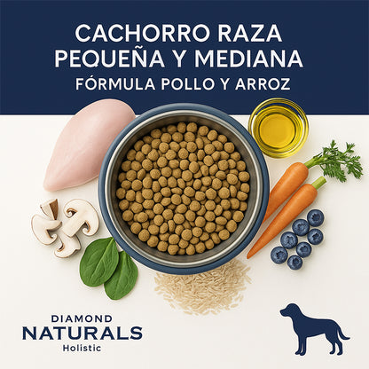 Diamond Naturals Razas Pequeñas y Medianas Cachorro – Pollo y Arroz 40 lb (18.1 kg)